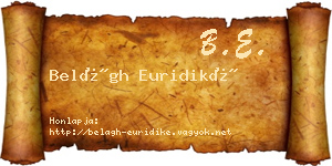 Belágh Euridiké névjegykártya